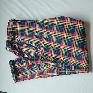 NWT Hot Topic Rainbow Plaid Pants w/Chain Juniors Size L New